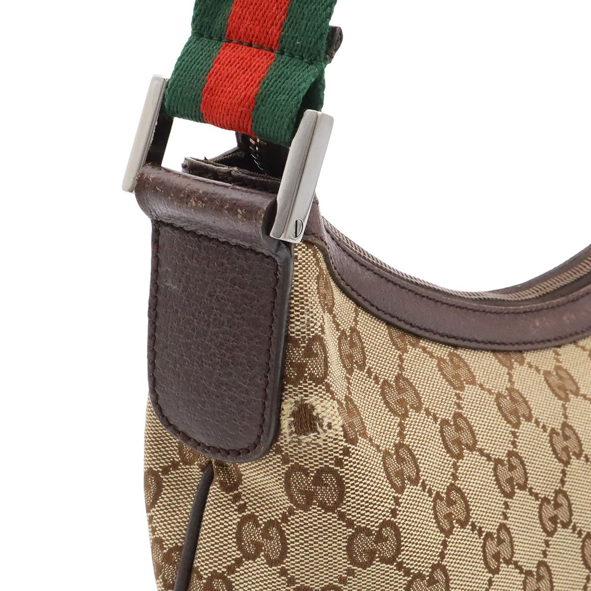 Gucci GG Canvas Sherry Line Shoulder Bag Crossbody Leather Khaki Beige Brown — view 7