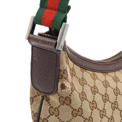 Gucci GG Canvas Sherry Line Shoulder Bag Crossbody Leather Khaki Beige Brown — view 7