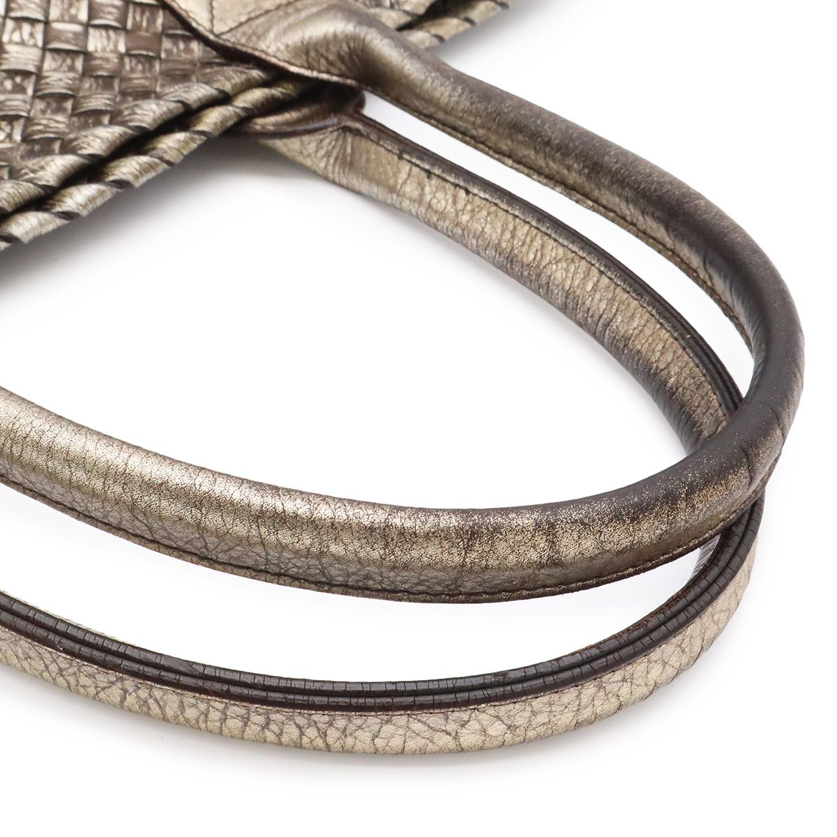 Bottega Veneta Ve Int Ciato Cabas PM Tote Metallic Leather Silver Gold — view 4