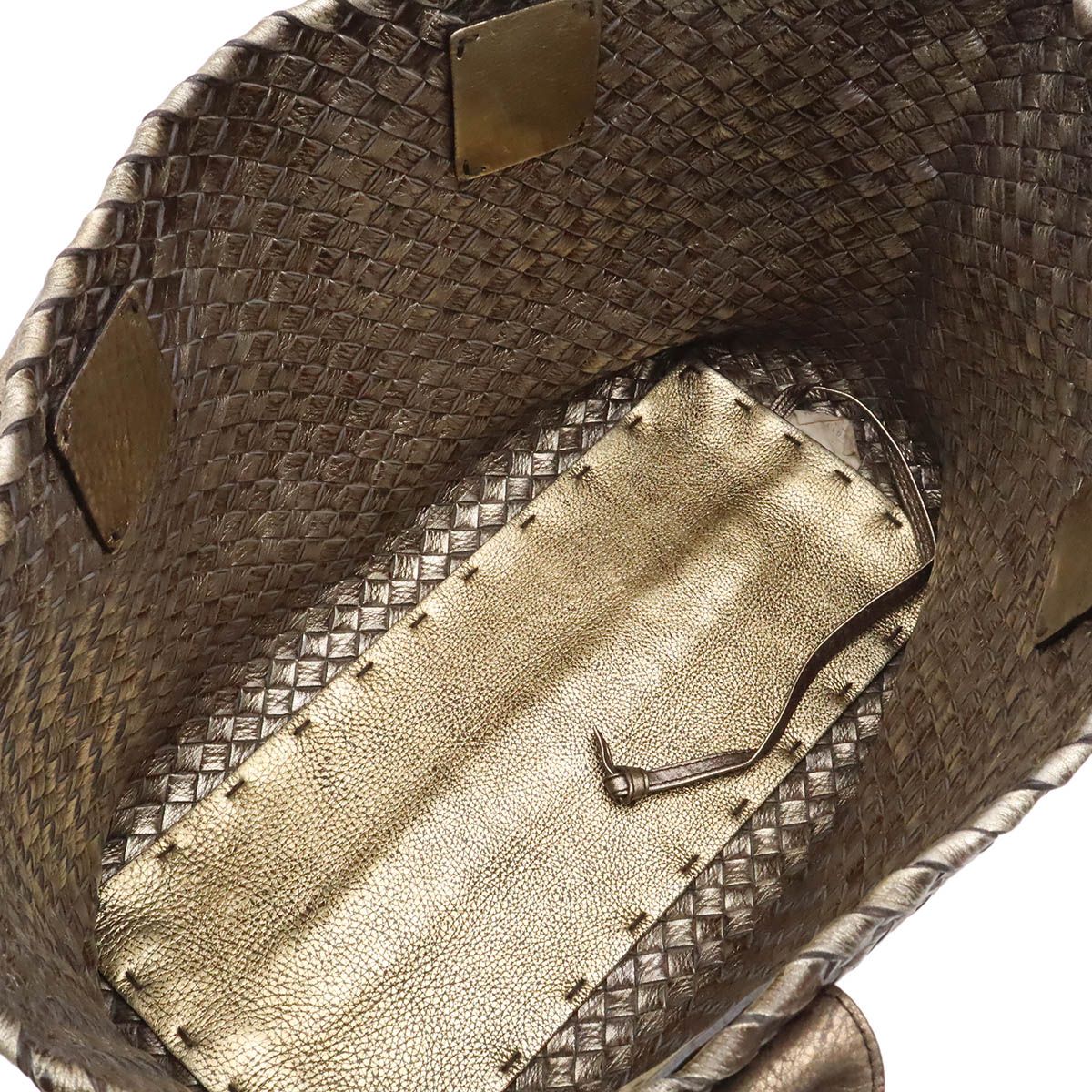 Bottega Veneta Ve Int Ciato Cabas PM Tote Metallic Leather Silver Gold — view 5