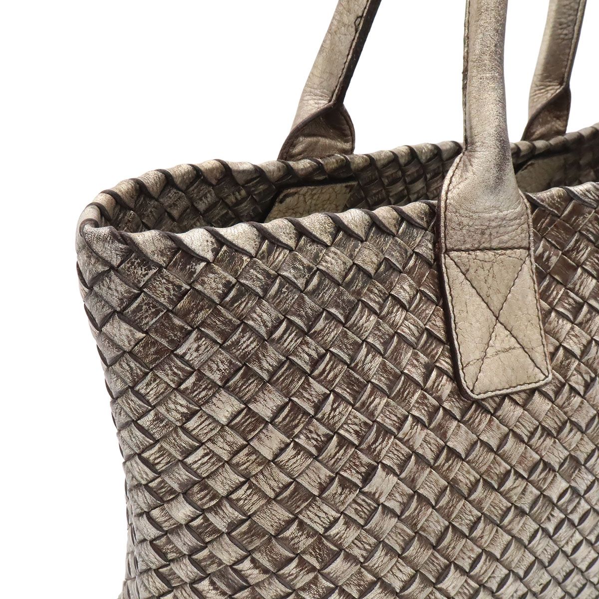 Bottega Veneta Ve Int Ciato Cabas PM Tote Metallic Leather Silver Gold — view 6