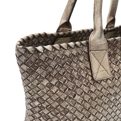 Bottega Veneta Ve Int Ciato Cabas PM Tote Metallic Leather Silver Gold — view 6