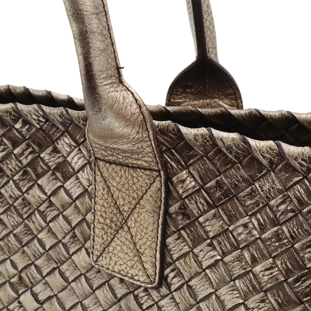 Bottega Veneta Ve Int Ciato Cabas PM Tote Metallic Leather Silver Gold — view 7