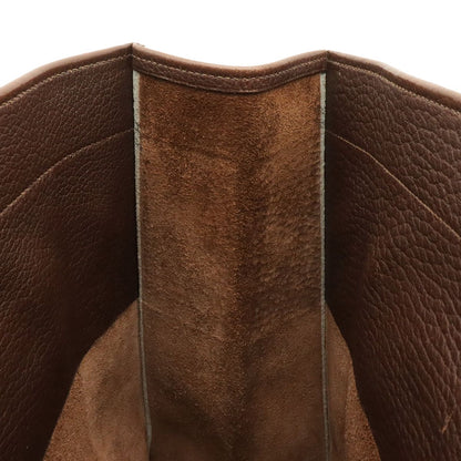 Hermes Vintage Logo Tote Shoulder Bag Leather Dark Brown Gold — view 7