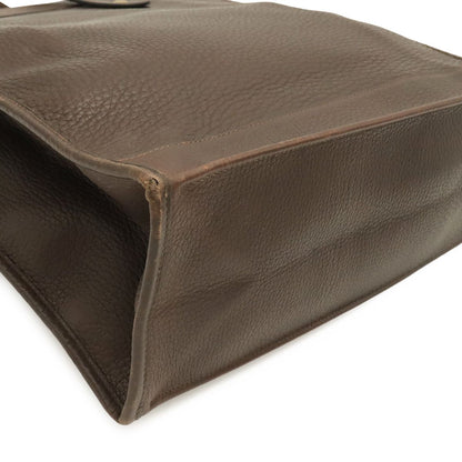 Hermes Vintage Logo Tote Shoulder Bag Leather Dark Brown Gold — view 3