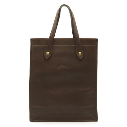 Hermes Vintage Logo Tote Shoulder Bag Leather Dark Brown Gold