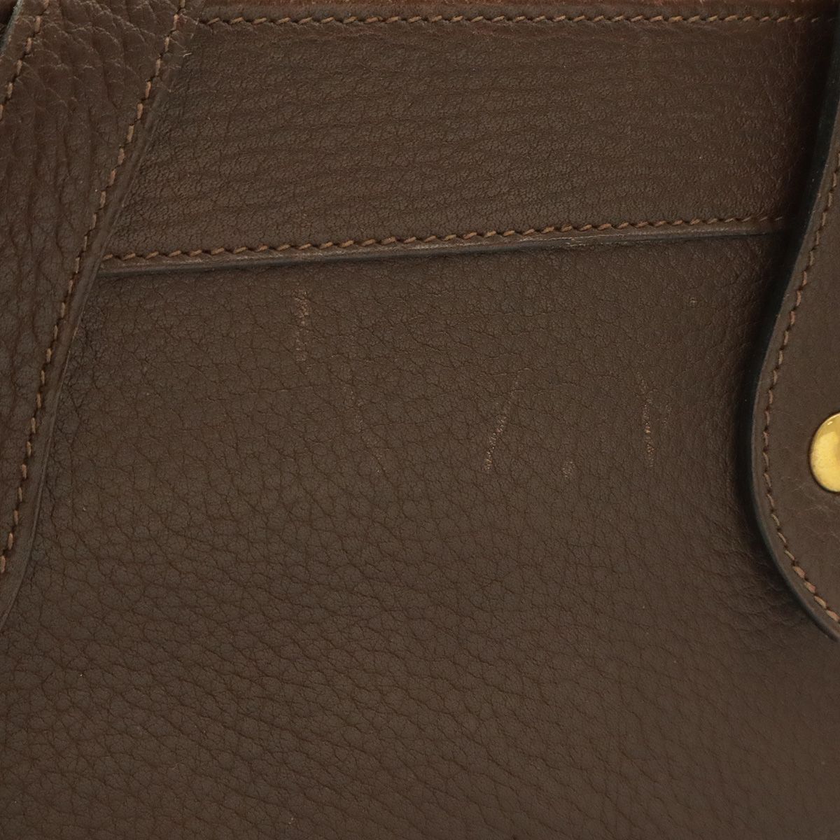 Hermes Vintage Logo Tote Shoulder Bag Leather Dark Brown Gold — view 4