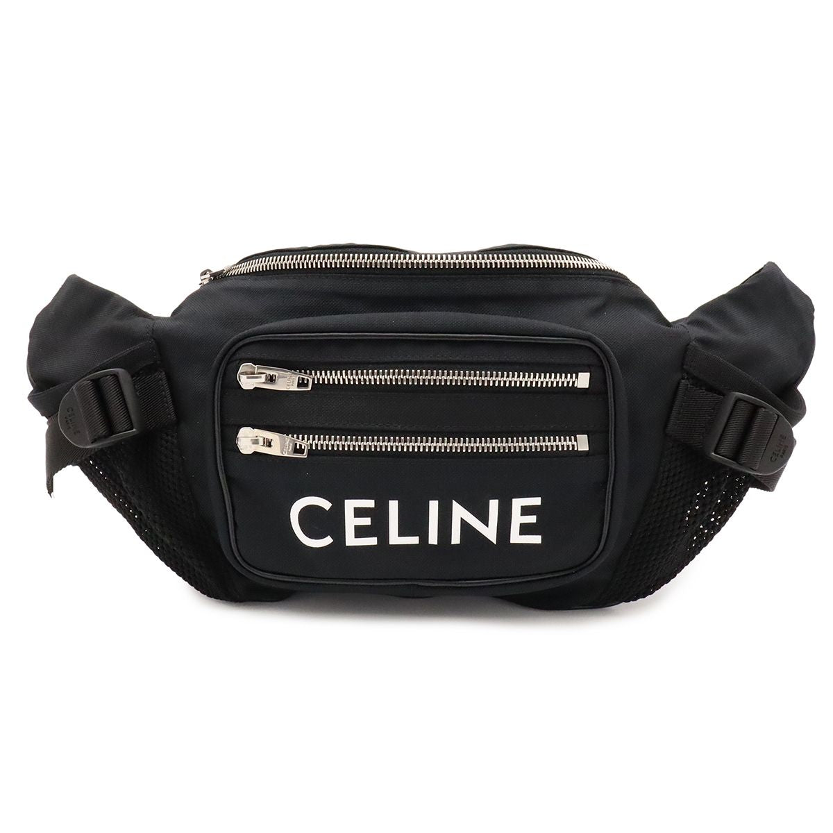 Celine Medium Trekking Belt Bag Logo Crossbody Nylon Black White