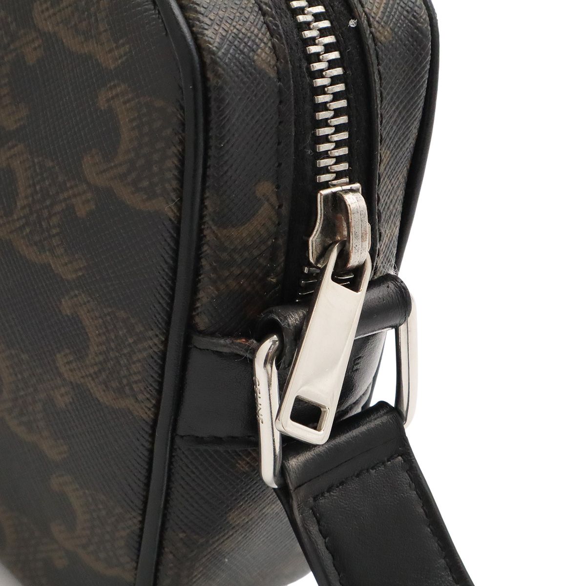 Celine Triomphe Mini Messenger Shoulder Bag Pochette Crossbody Canvas Leather — view 6