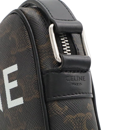 Celine Triomphe Mini Messenger Shoulder Bag Pochette Crossbody Canvas Leather — view 5