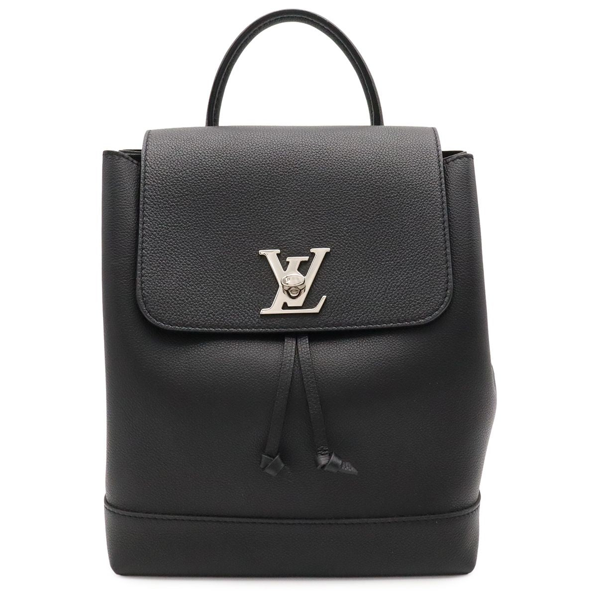 Louis Vuitton Lockme Backpack Turnlock Calfskin Noir Black Silver