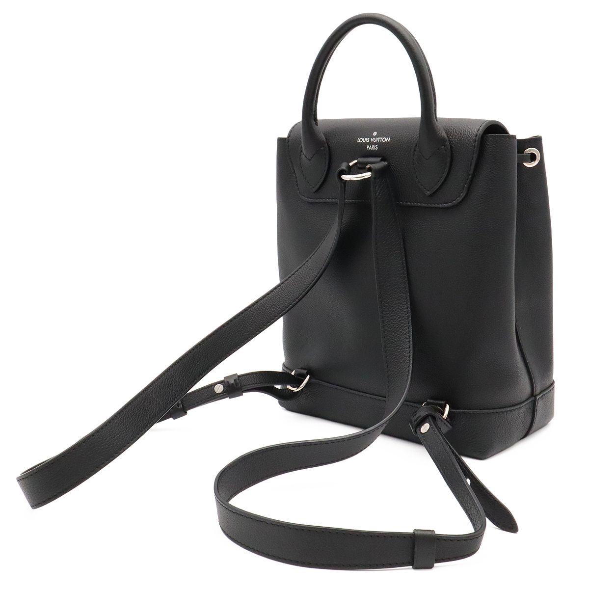 Louis Vuitton Lockme Backpack Turnlock Calfskin Noir Black Silver — view 2