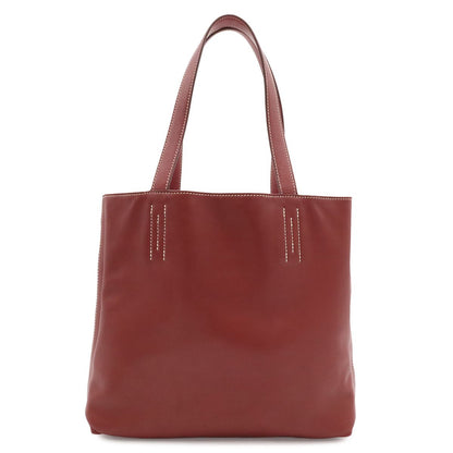 Hermes Double Sens 28 Tote Reversible Veau Sikkim Leather Rouge Ash
