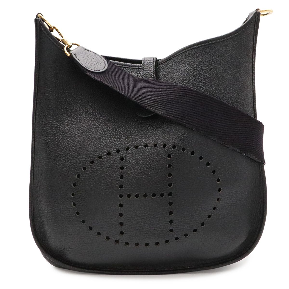 Hermes Evelyne I 1 GM Shoulder Bag Togo Leather Black Gold