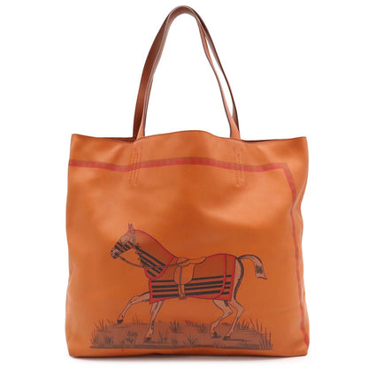 Hermes Double Sens 36 Tote Shoulder Bag Reversible Horse Pattern Veau Sikkim