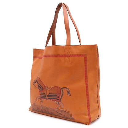 Hermes Double Sens 36 Tote Shoulder Bag Reversible Horse Pattern Veau Sikkim — view 2