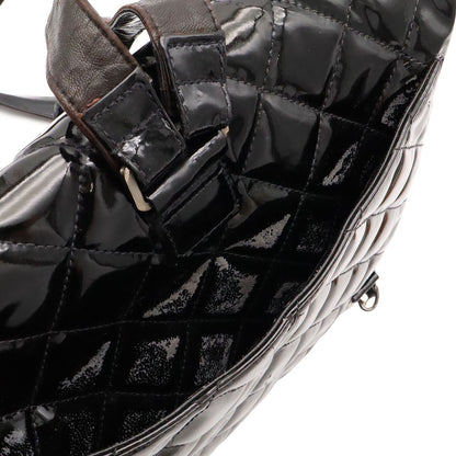 Chanel Quilted CC Logo Backpack Enamel Patent Leather Black Silver — view 6