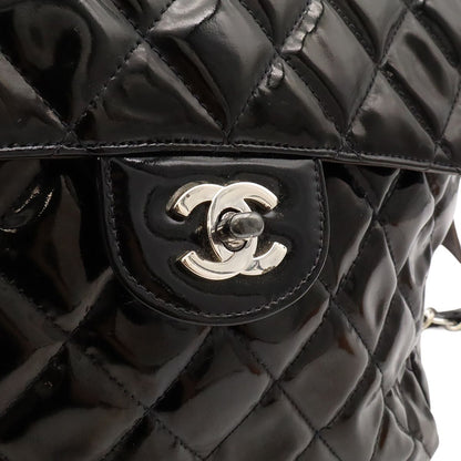 Chanel Quilted CC Logo Backpack Enamel Patent Leather Black Silver — view 7
