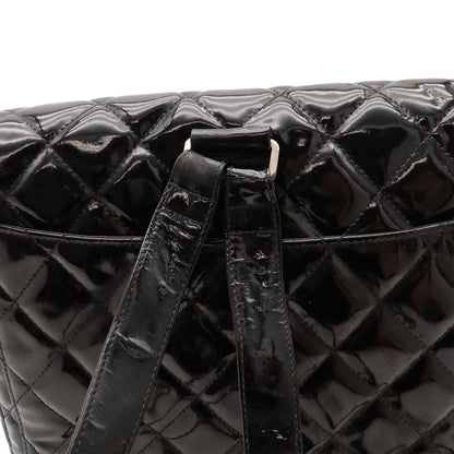 Chanel Quilted CC Logo Backpack Enamel Patent Leather Black Silver — view 5
