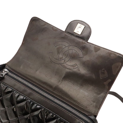 Chanel Quilted CC Logo Backpack Enamel Patent Leather Black Silver — view 8