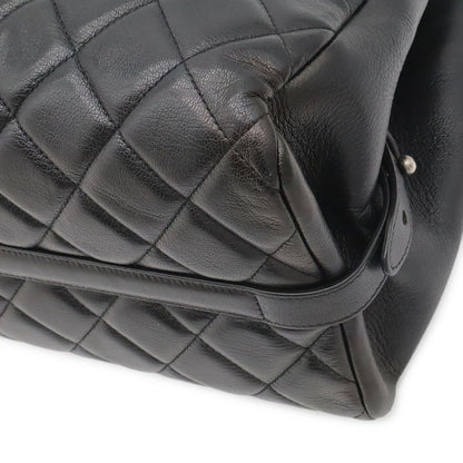 Chanel Boy Quilted CC Logo Chain Shoulder Bag Tote Leather Black — view 3