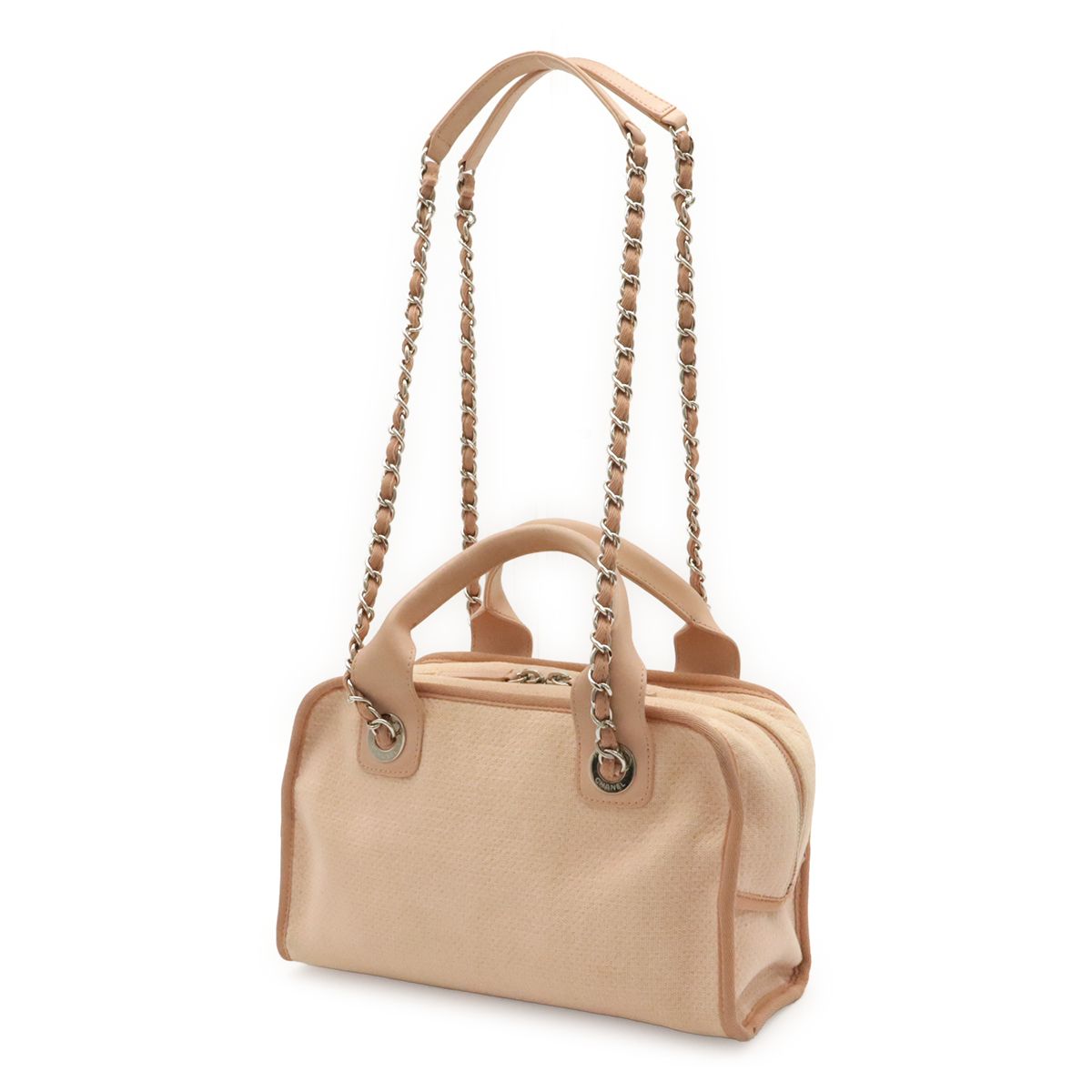 Chanel Deauville Bowling Bag 2-Way Chain Canvas Pink Silver — view 2