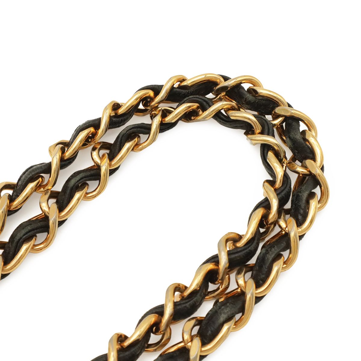 Chanel Logo Chain Shoulder Bag Caviar Leather Black Gold — view 4