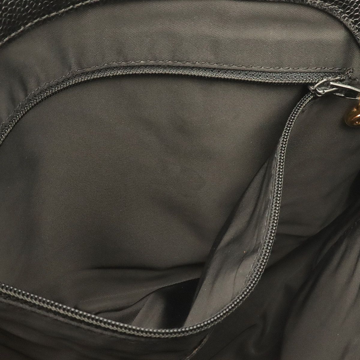 Chanel Logo Chain Shoulder Bag Caviar Leather Black Gold — view 7