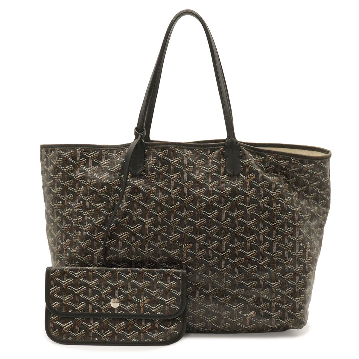 Goyard Saint Louis PM Tote Shoulder Bag Leather Black White