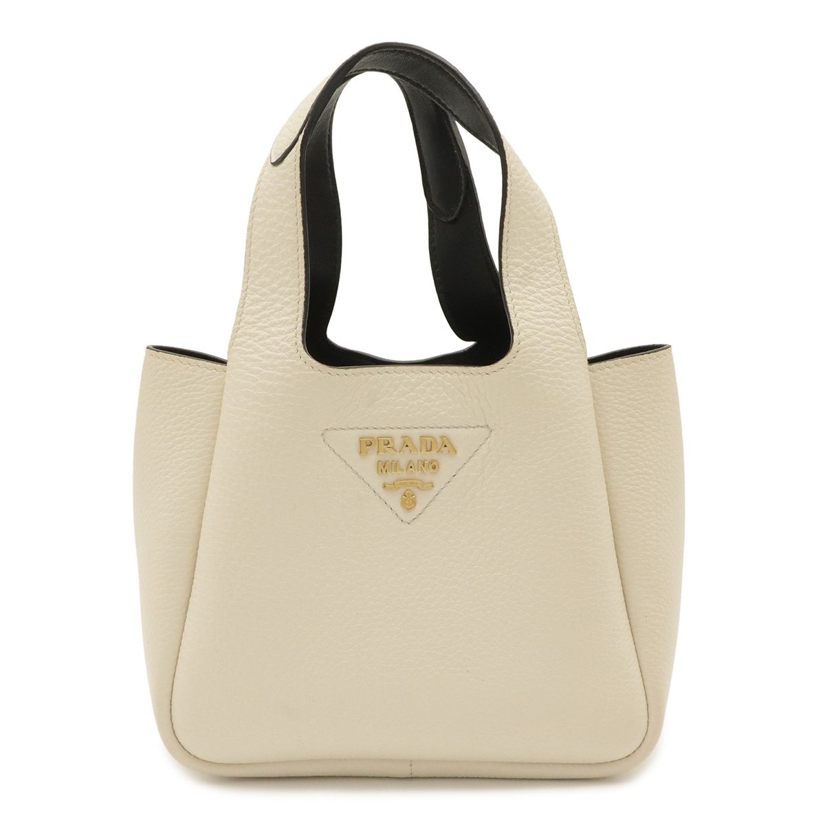 Prada Small Leather Tote Mini White Gold