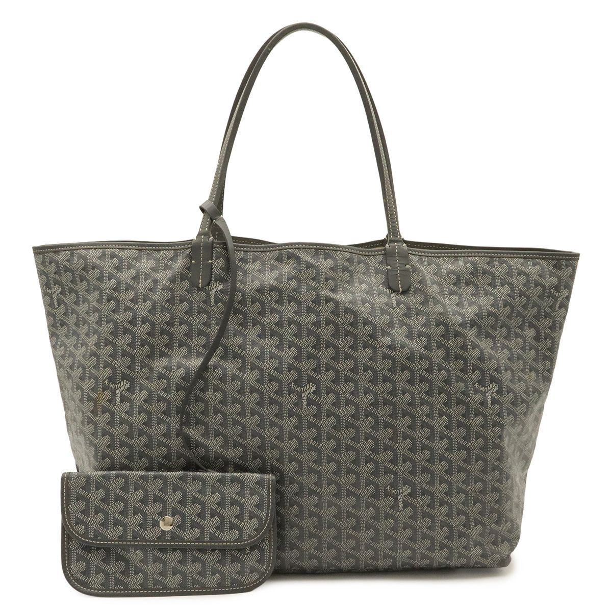 Goyard Saint Louis GM Tote Large Shoulder Bag Leather Gray White
