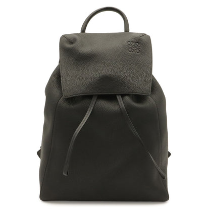 Loewe Drawstring Backpack Anagram Calfskin Leather Black Silver