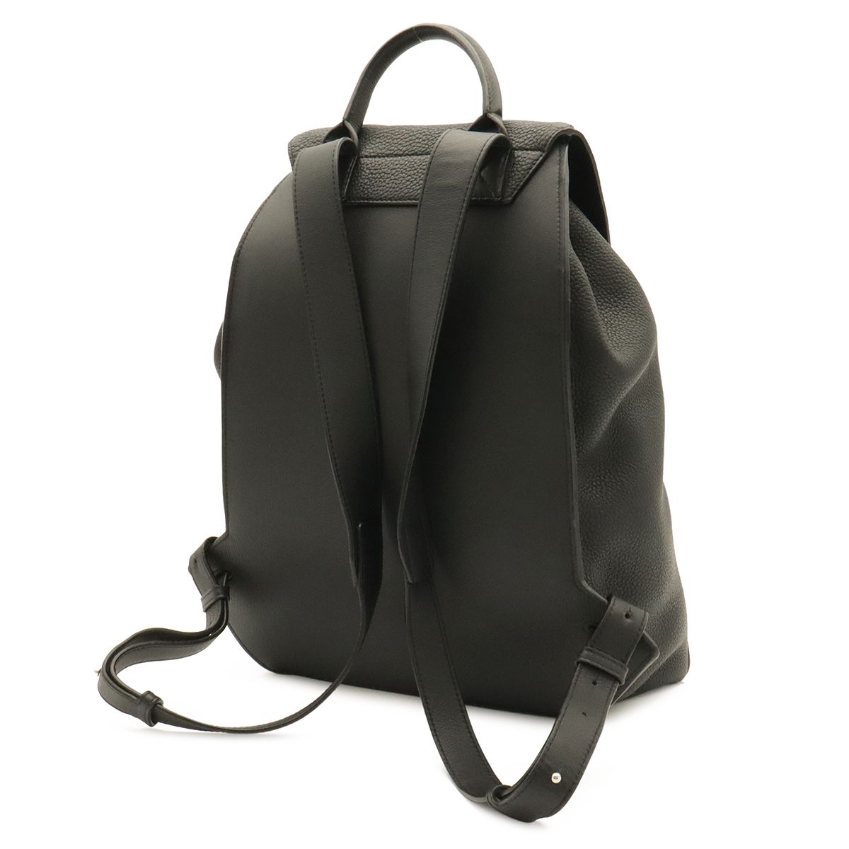 Loewe Drawstring Backpack Anagram Calfskin Leather Black Silver — view 2