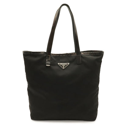 Prada Tote Shoulder Bag Nylon Leather Nero Black Silver