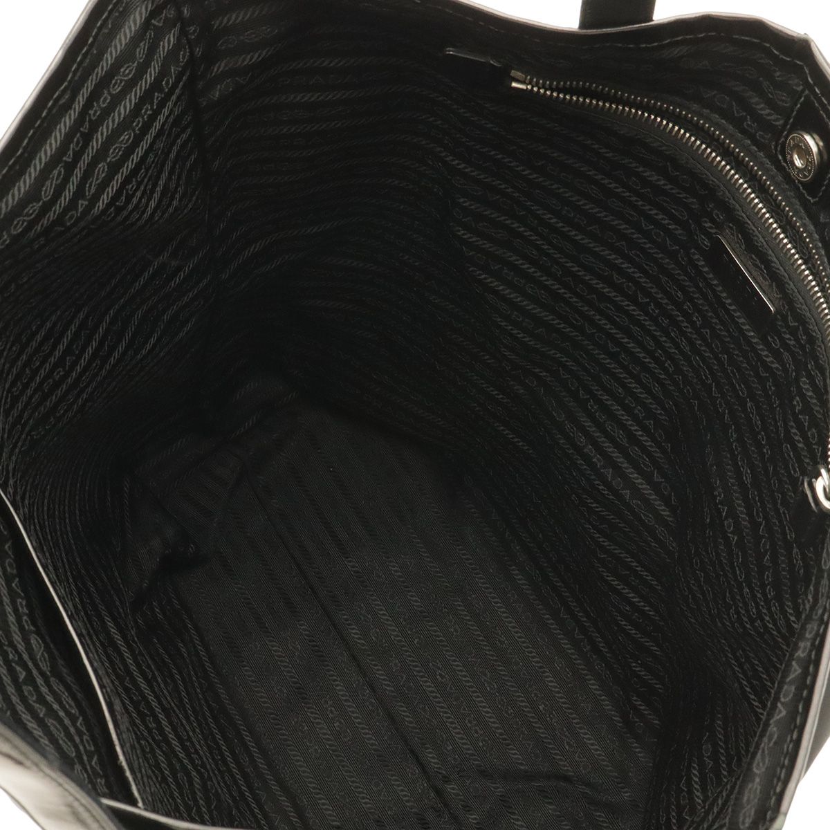 Prada Tote Shoulder Bag Nylon Leather Nero Black Silver — view 7