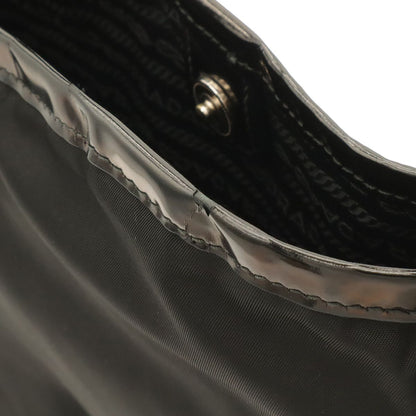 Prada Tote Shoulder Bag Nylon Leather Nero Black Silver — view 5