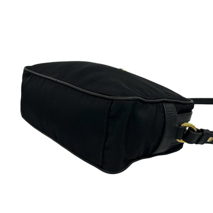 Prada Triangle Logo Tessuto Pocono Nylon Leather Mini Shoulder Bag Pochette — view 8