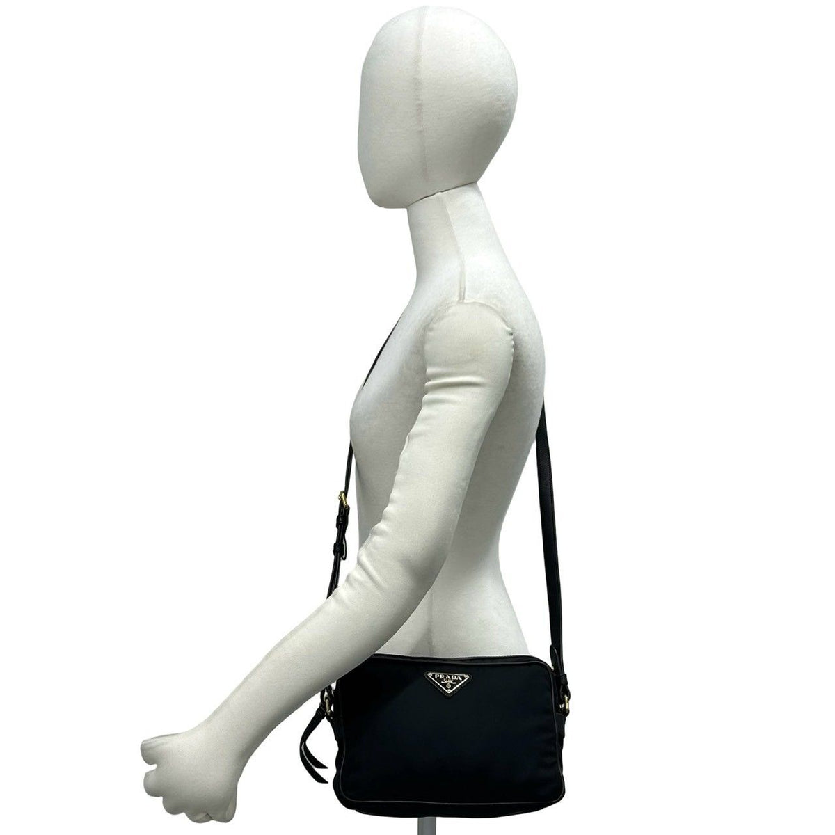 Prada Triangle Logo Tessuto Pocono Nylon Leather Mini Shoulder Bag Pochette — view 2