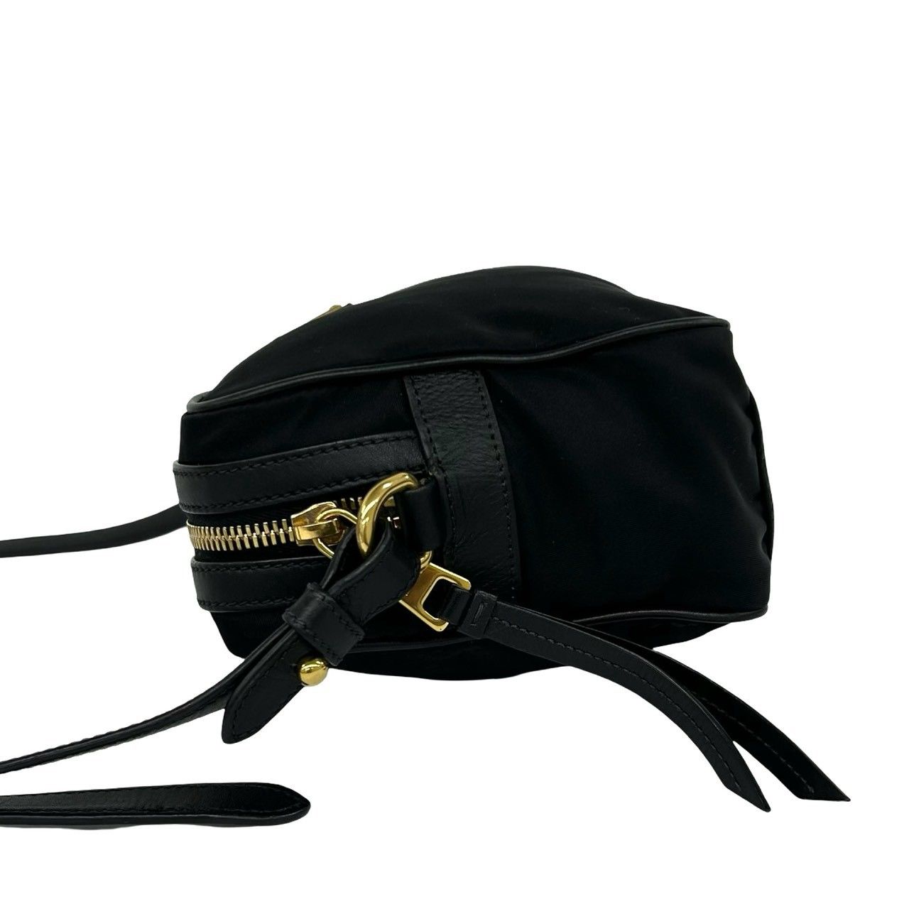 Prada Triangle Logo Tessuto Pocono Nylon Leather Mini Shoulder Bag Pochette — view 5