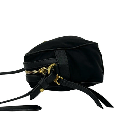 Prada Triangle Logo Tessuto Pocono Nylon Leather Mini Shoulder Bag Pochette — view 5