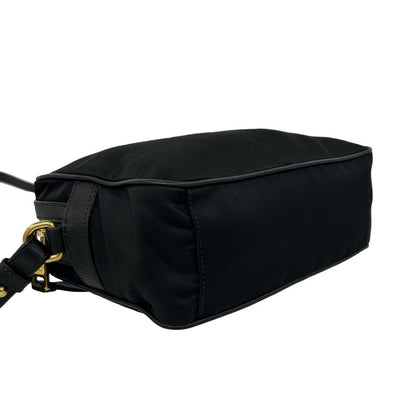 Prada Triangle Logo Tessuto Pocono Nylon Leather Mini Shoulder Bag Pochette — view 7