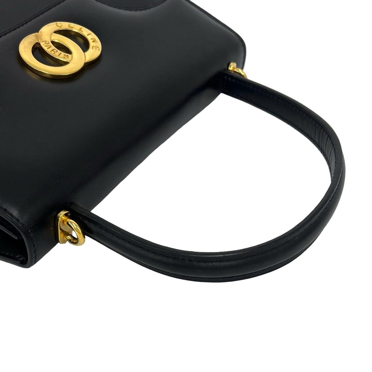 Celine Vintage Circle Logo Leather 2-Way Shoulder Bag Navy — view 4