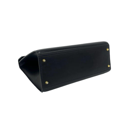 Celine Vintage Circle Logo Leather 2-Way Shoulder Bag Navy — view 7