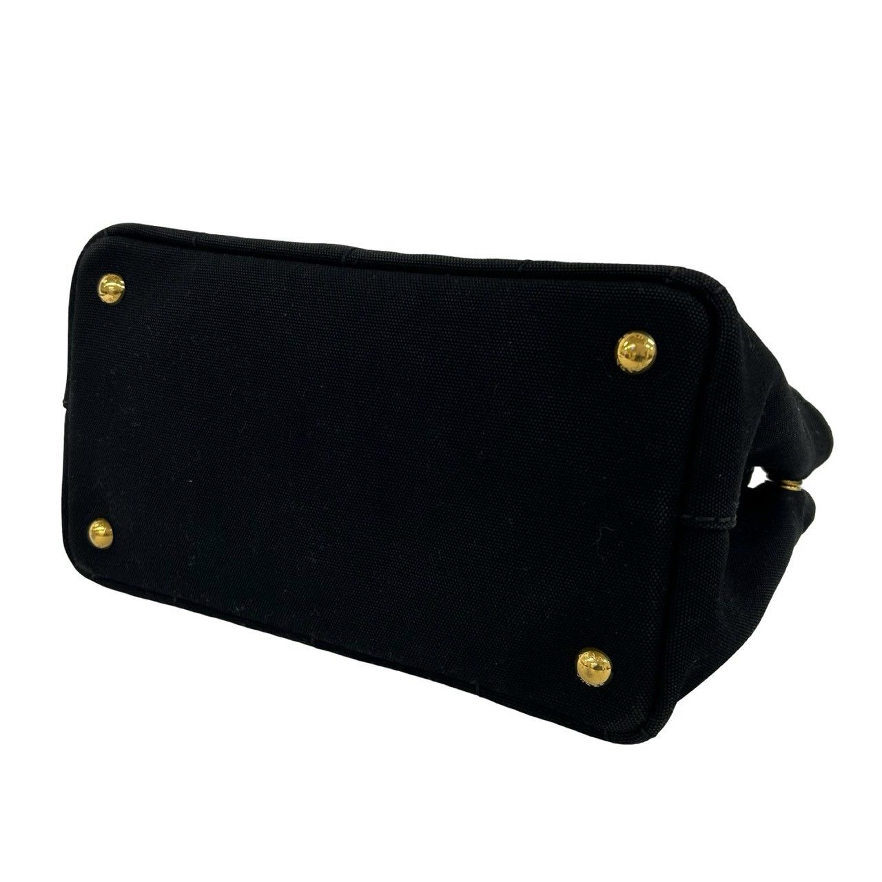 Prada Canapa Triangle Logo Canvas 2-Way Mini Tote Shoulder Bag Black — view 8