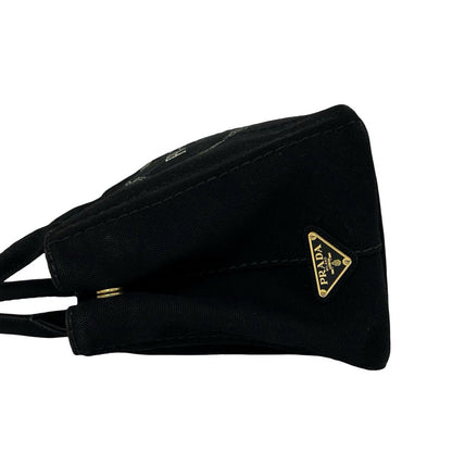 Prada Canapa Triangle Logo Canvas 2-Way Mini Tote Shoulder Bag Black — view 5
