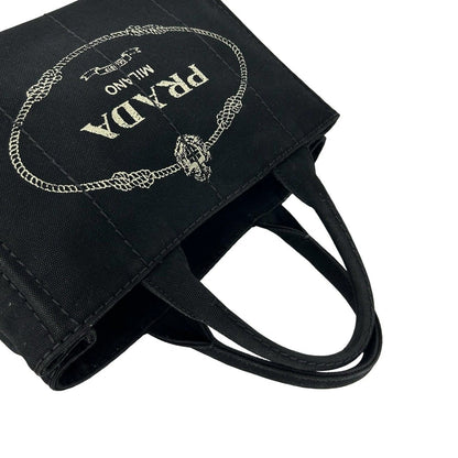 Prada Canapa Triangle Logo Canvas 2-Way Mini Tote Shoulder Bag Black — view 4