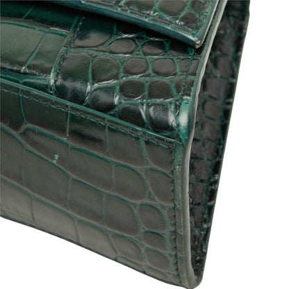 Balenciaga Hourglass XS 2-Way Shoulder Bag Croc Embossed Green Leather — view 4