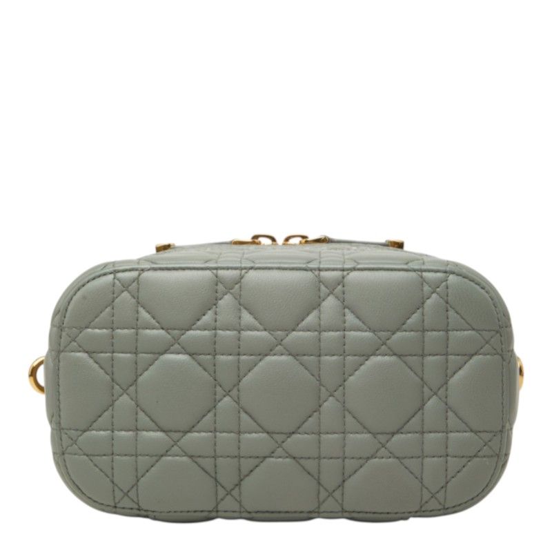 Dior Cannage Travel Small Vanity Shoulder Bag 2-Way Gray Leather — view 3