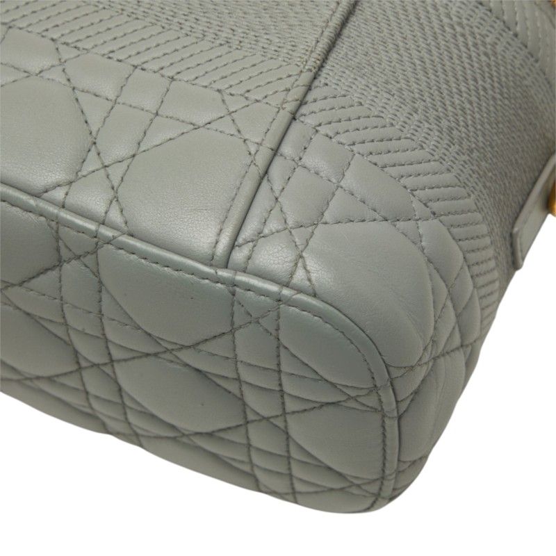 Dior Cannage Travel Small Vanity Shoulder Bag 2-Way Gray Leather — view 6