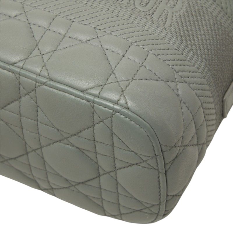 Dior Cannage Travel Small Vanity Shoulder Bag 2-Way Gray Leather — view 4